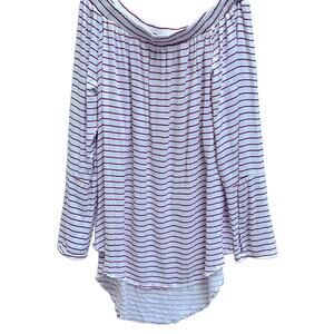 FAITHFULL *Dream* off shoulder tunic top in red Muse stripe 6